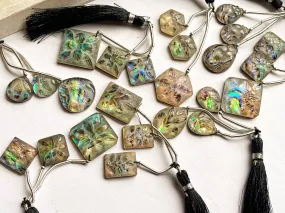 Abalone Shell & Crystal Cameo carving Doublet 3 Pieces set