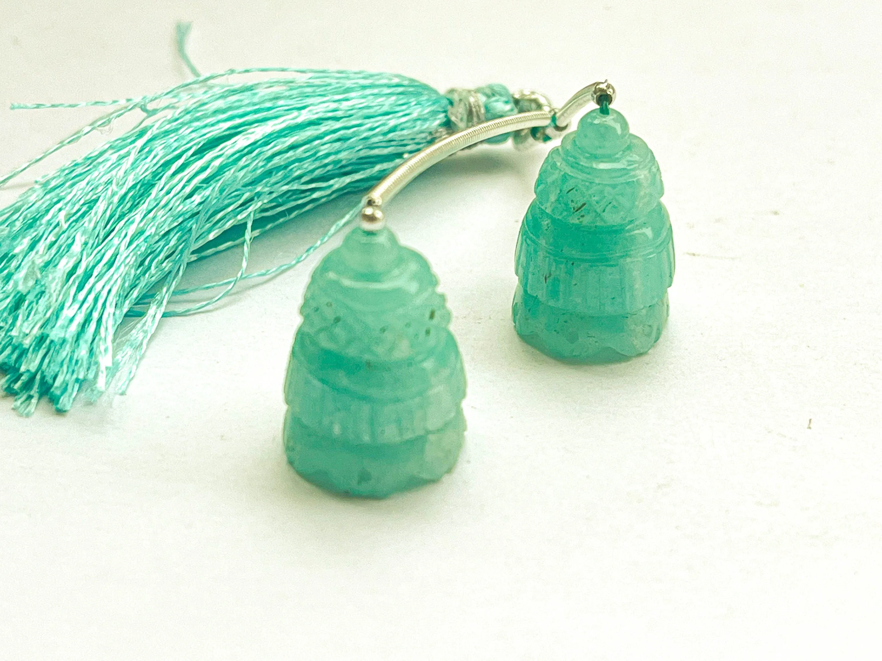 Amazonite Carving Bell Shape Pair