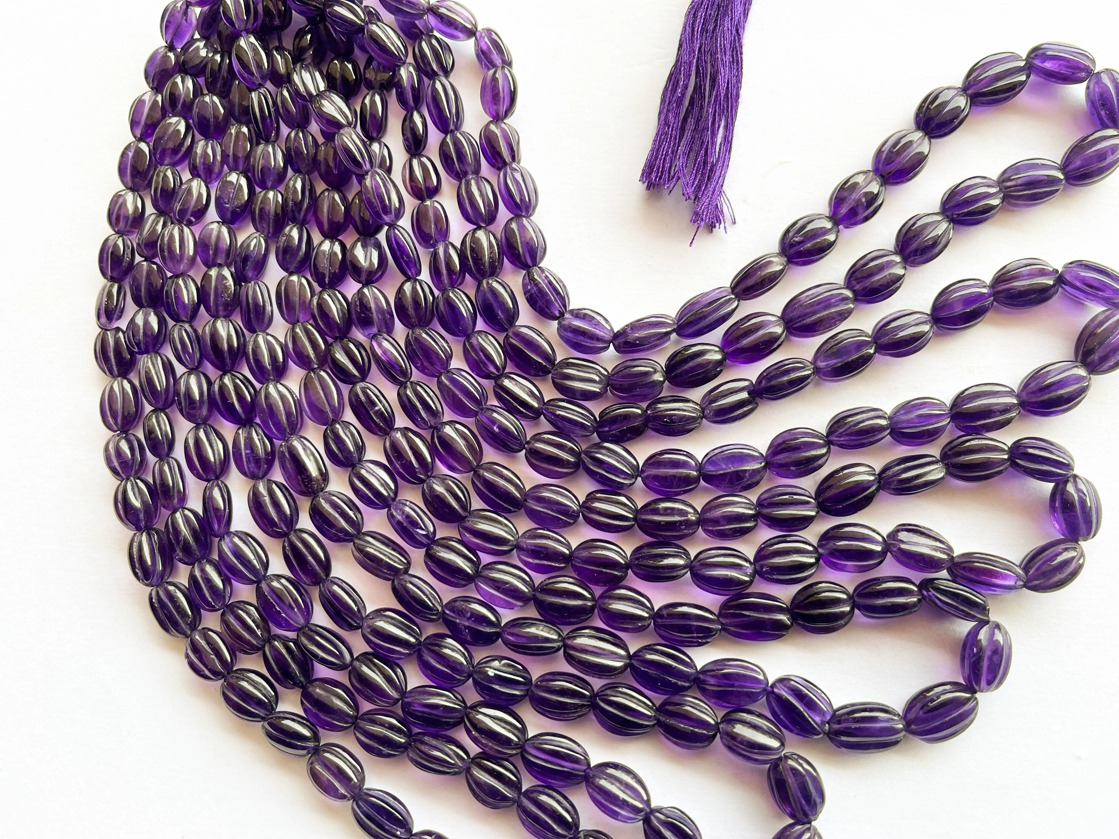 Amethyst Oval Shape Carving Beads