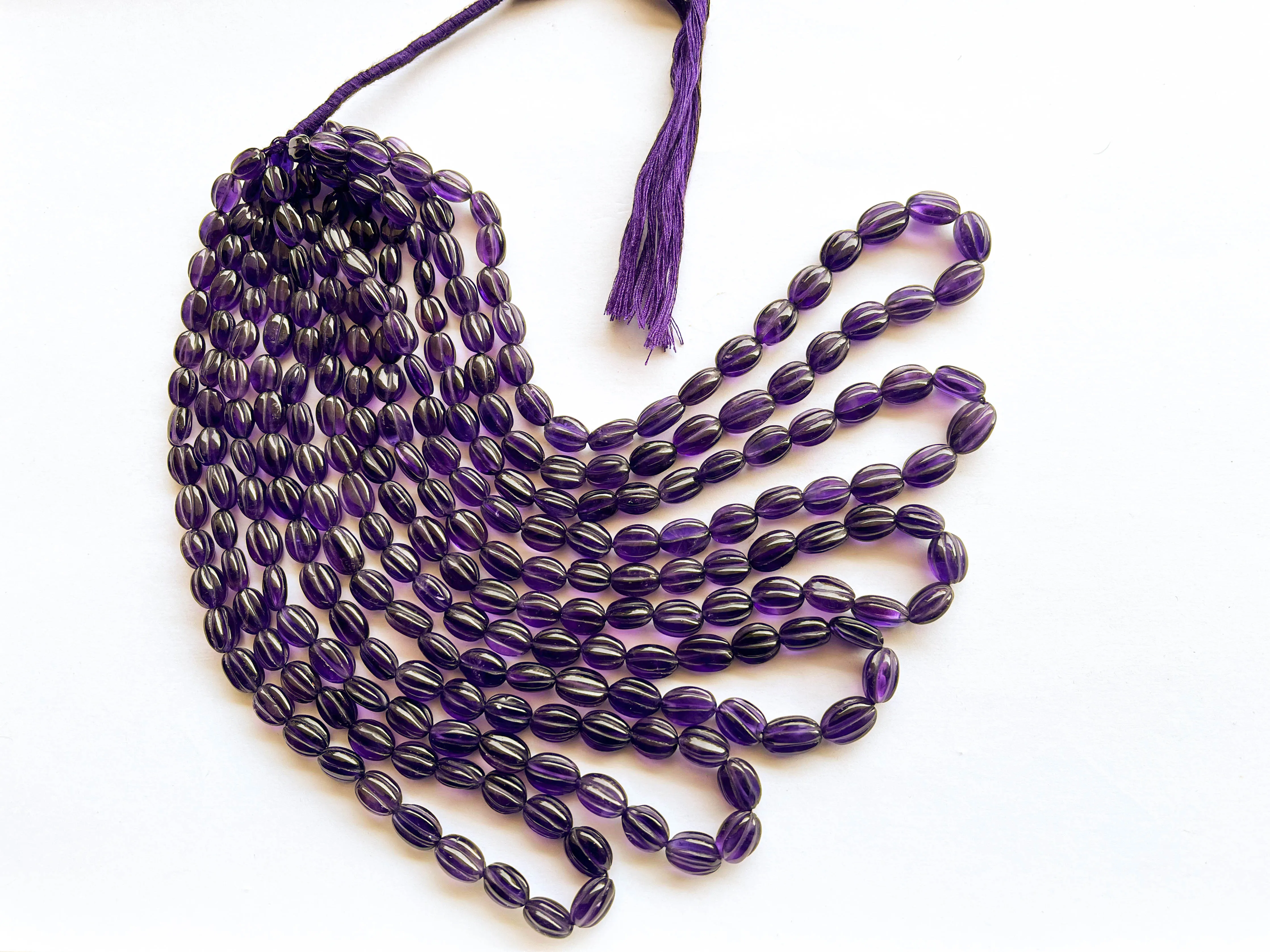Amethyst Oval Shape Carving Beads