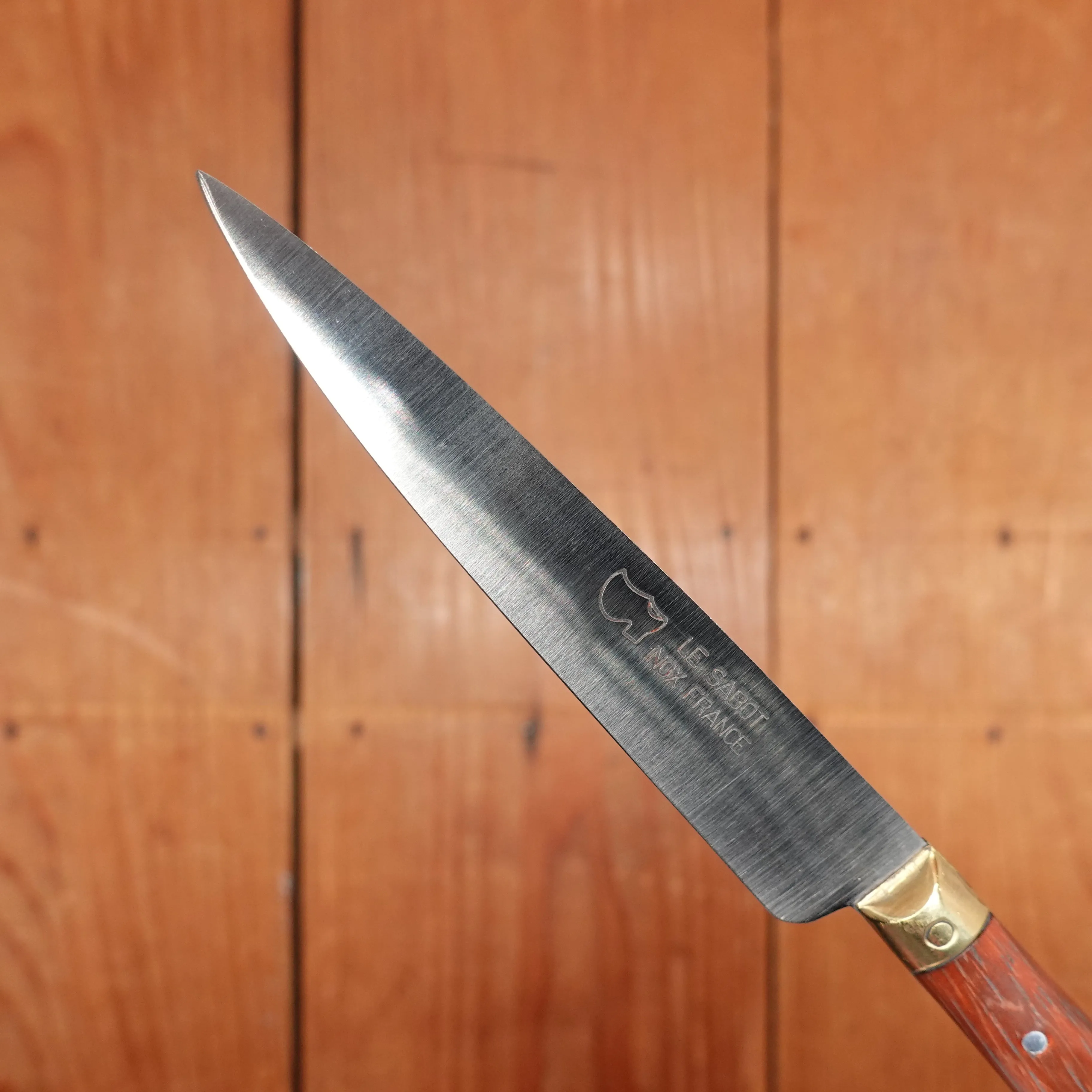 Au Sabot 4" Pointed Paring Stainless Camwood Brass Bolster