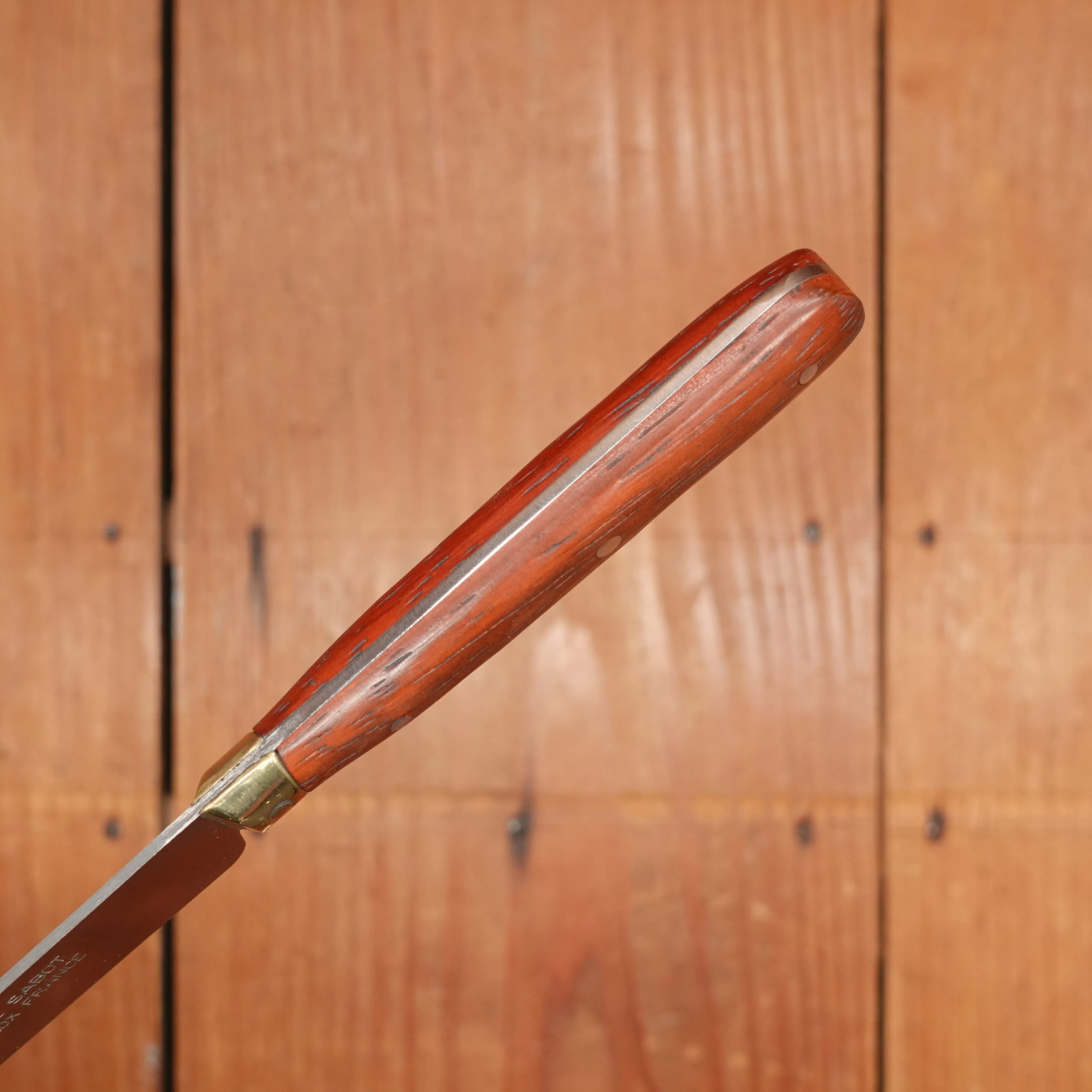 Au Sabot 4" Pointed Paring Stainless Camwood Brass Bolster