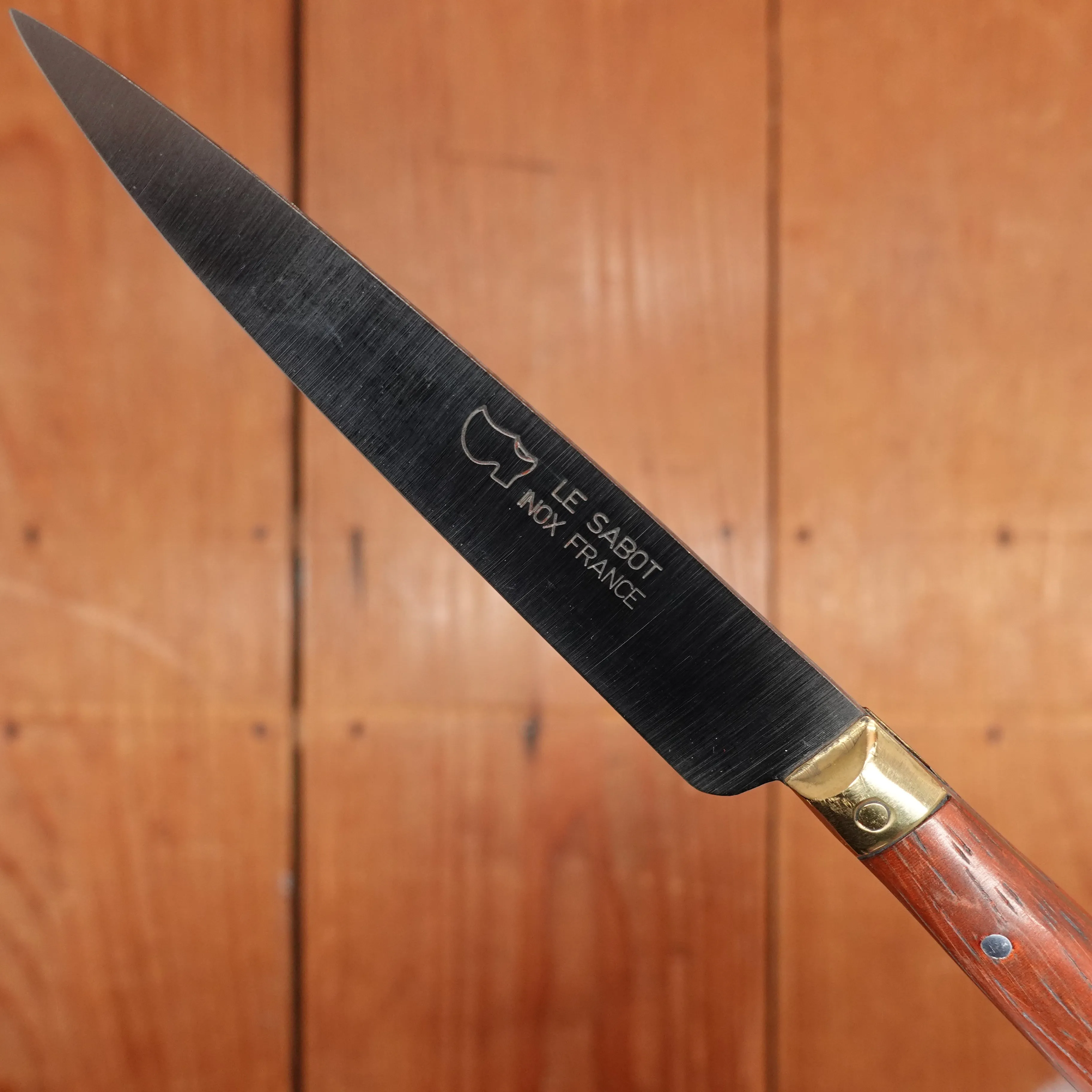 Au Sabot 4" Pointed Paring Stainless Camwood Brass Bolster