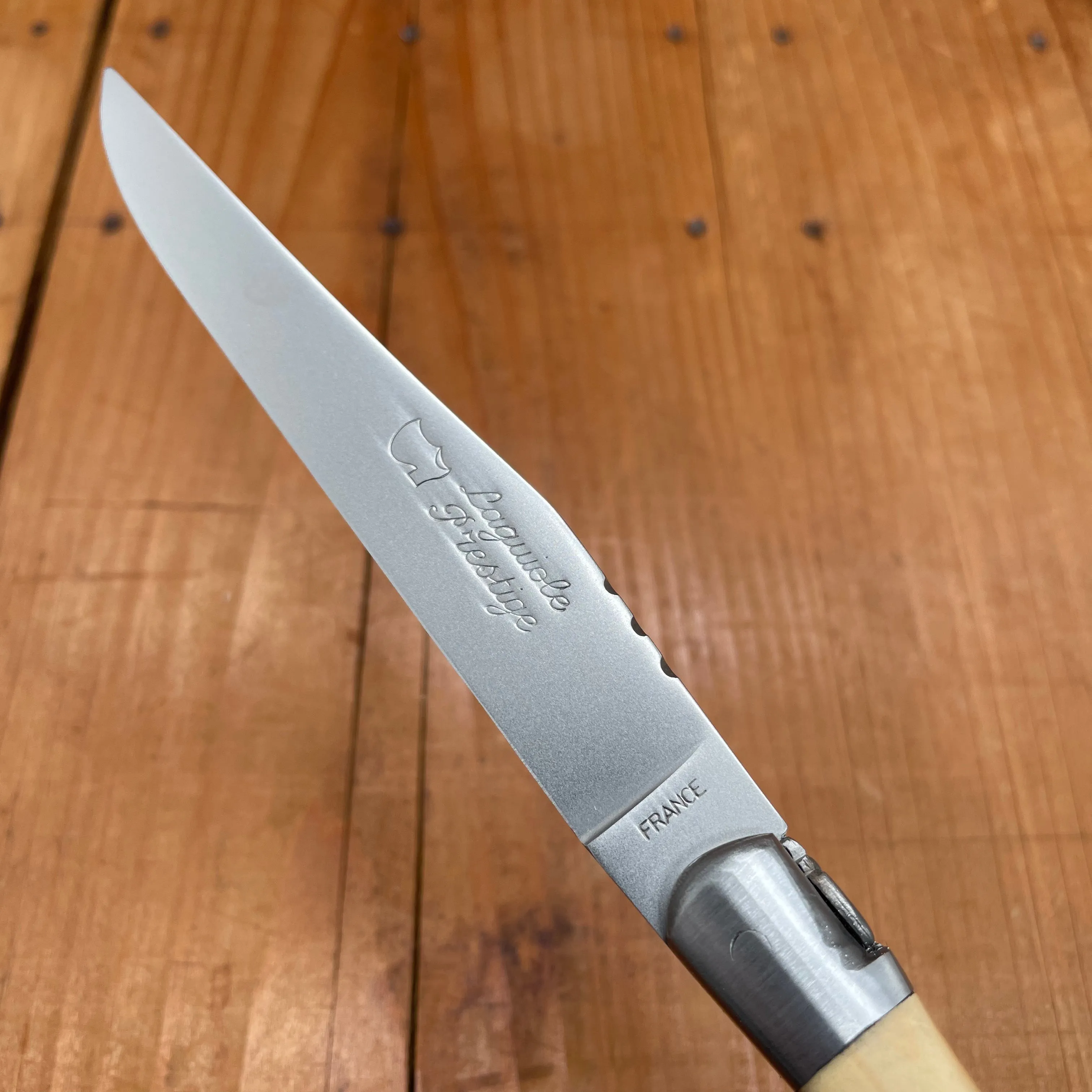 Au Sabot Laguiole Steak Knife Mixed Wood Handles with Oak Box - 6 Pieces