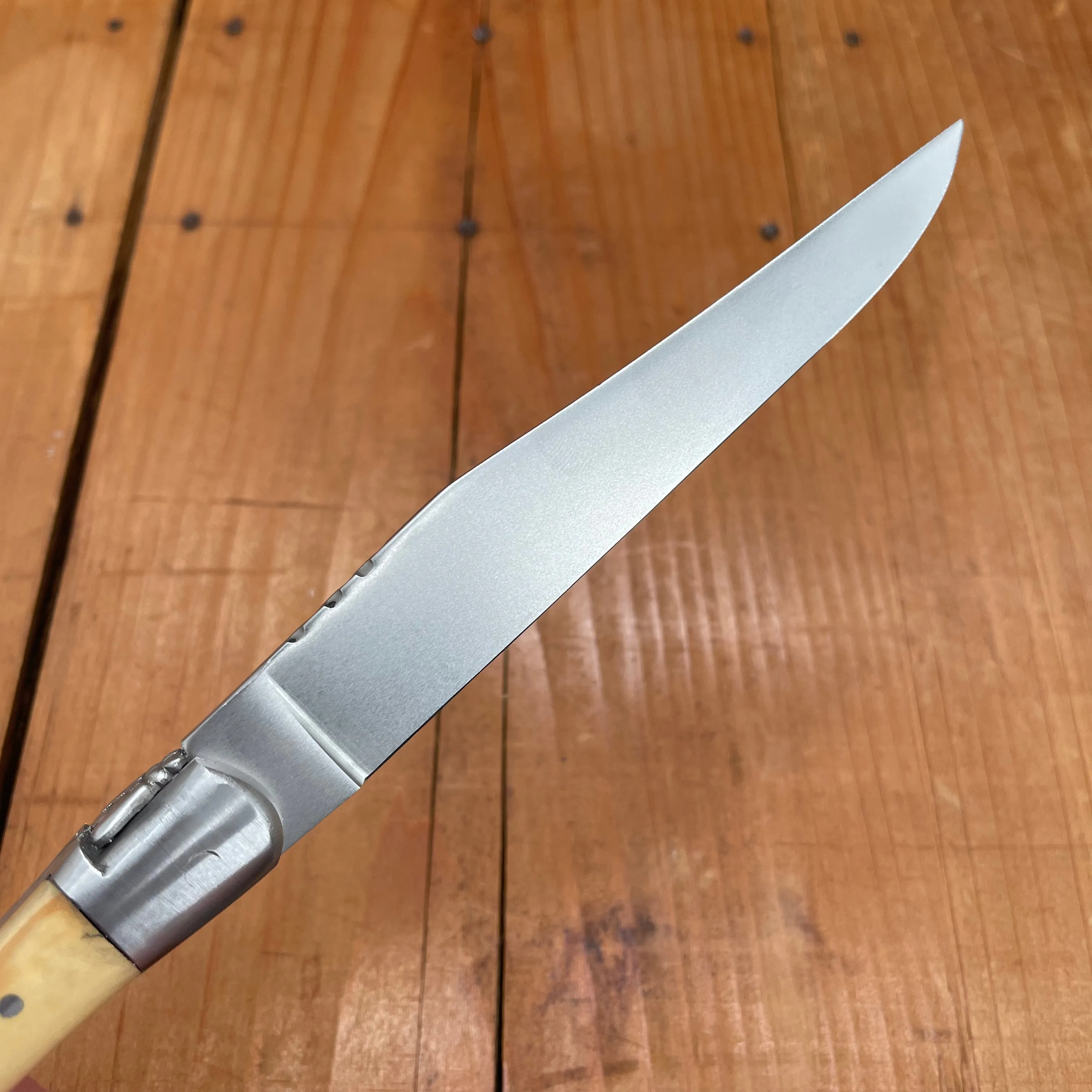 Au Sabot Laguiole Steak Knife Mixed Wood Handles with Oak Box - 6 Pieces