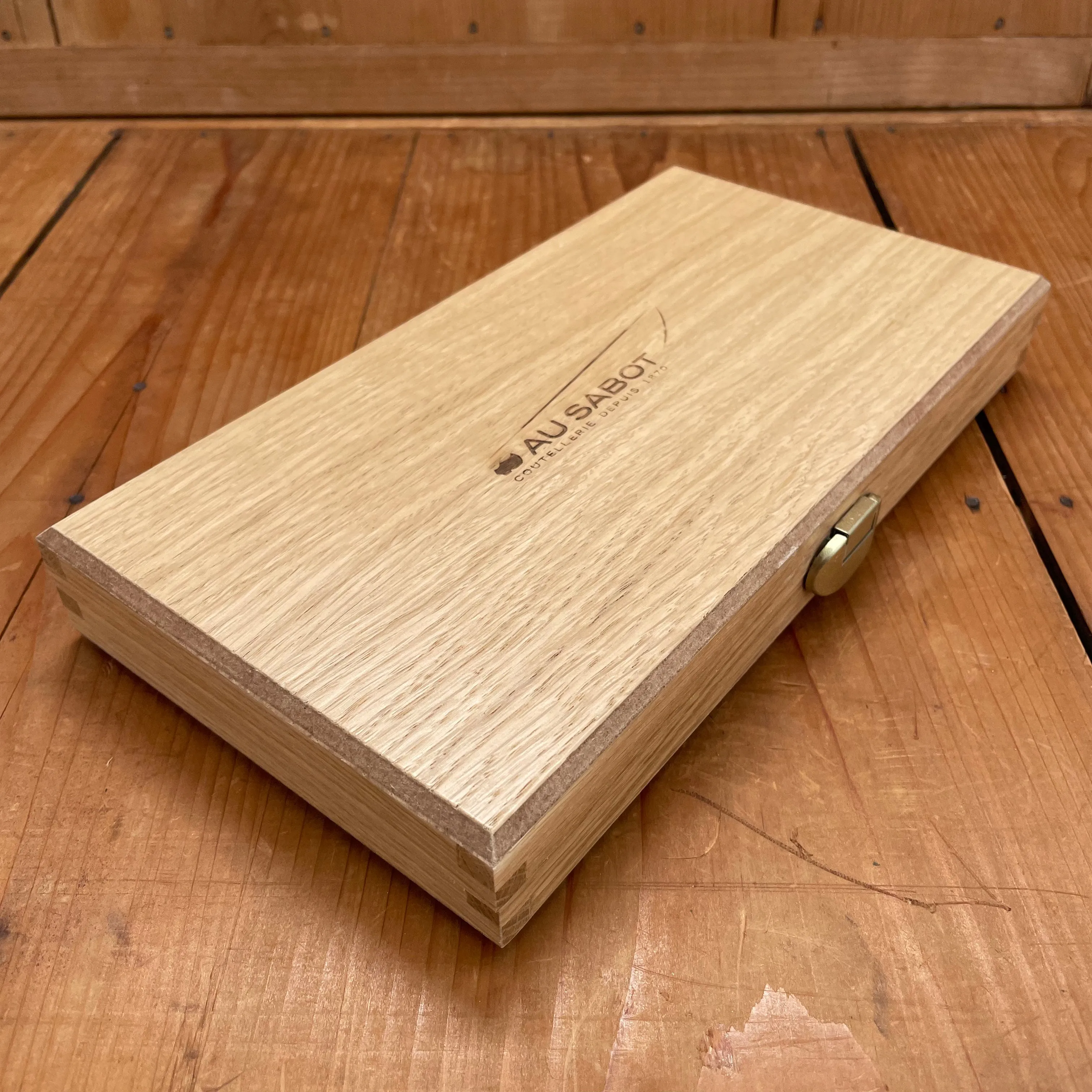 Au Sabot Laguiole Steak Knife Mixed Wood Handles with Oak Box - 6 Pieces