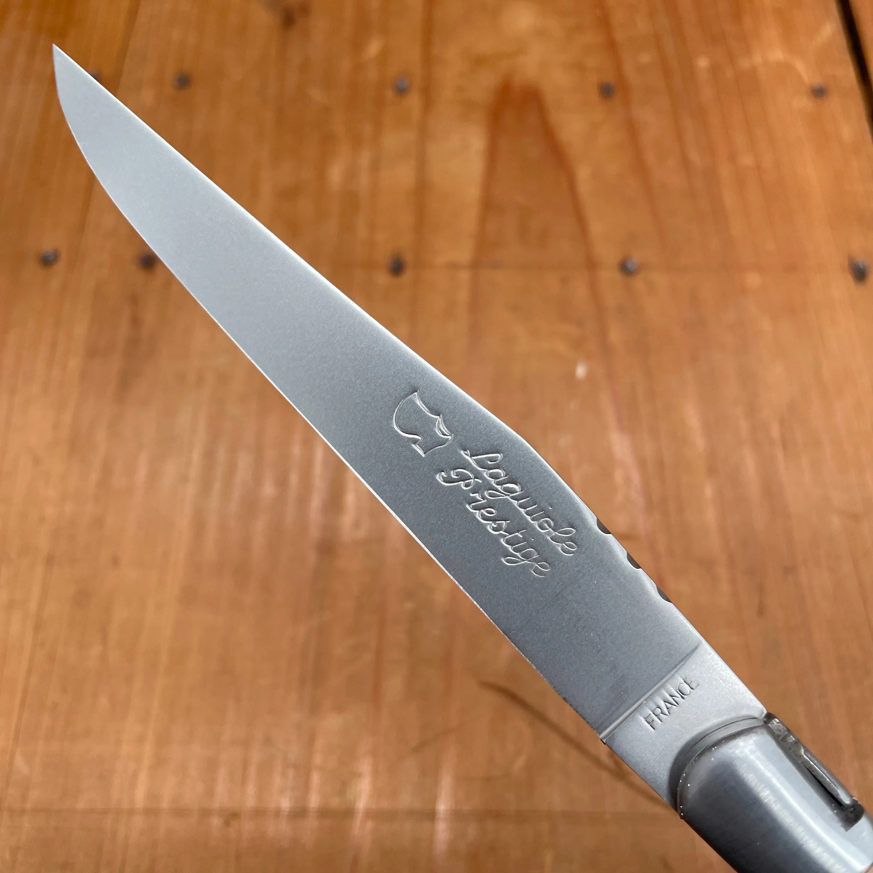 Au Sabot Laguiole Steak Knife Set Stainless Olive Handles with Oak Box - 6 Pieces