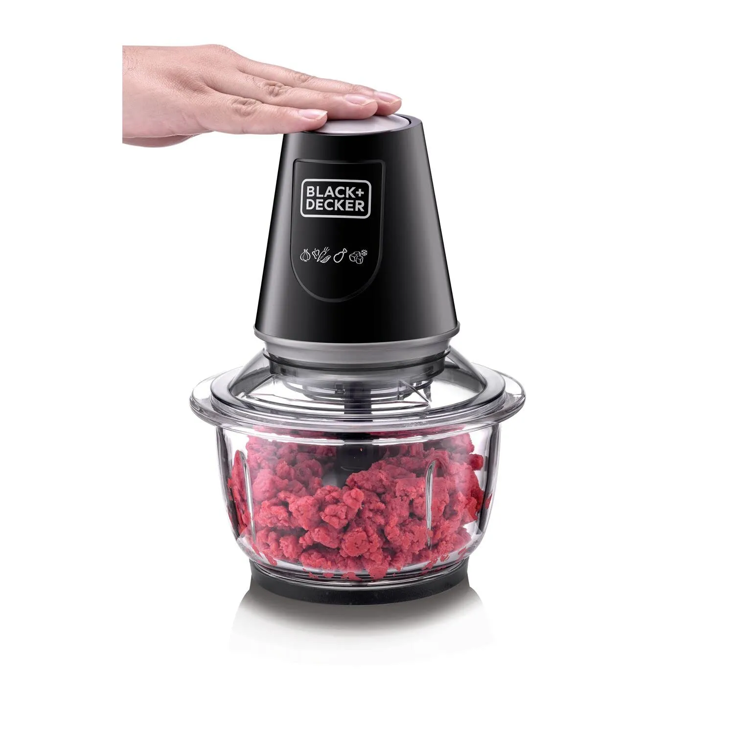 BLACK DECKER 400W 1.2L Vertical Glass Chopper/Mincer XXL Glass Bowl Capacity With Removable Four Blade System Helps, Chop/Crush Ice/Mince/Grind/Puree Variety Of Ingredients GC400-B5