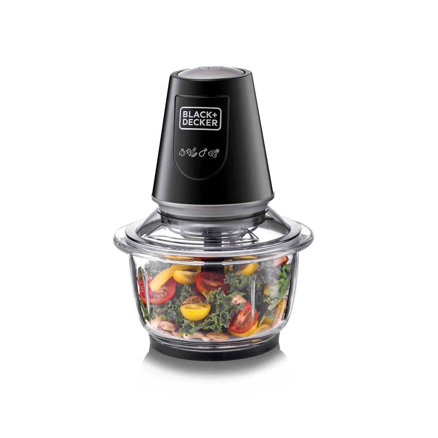 BLACK DECKER 400W 1.2L Vertical Glass Chopper/Mincer XXL Glass Bowl Capacity With Removable Four Blade System Helps, Chop/Crush Ice/Mince/Grind/Puree Variety Of Ingredients GC400-B5