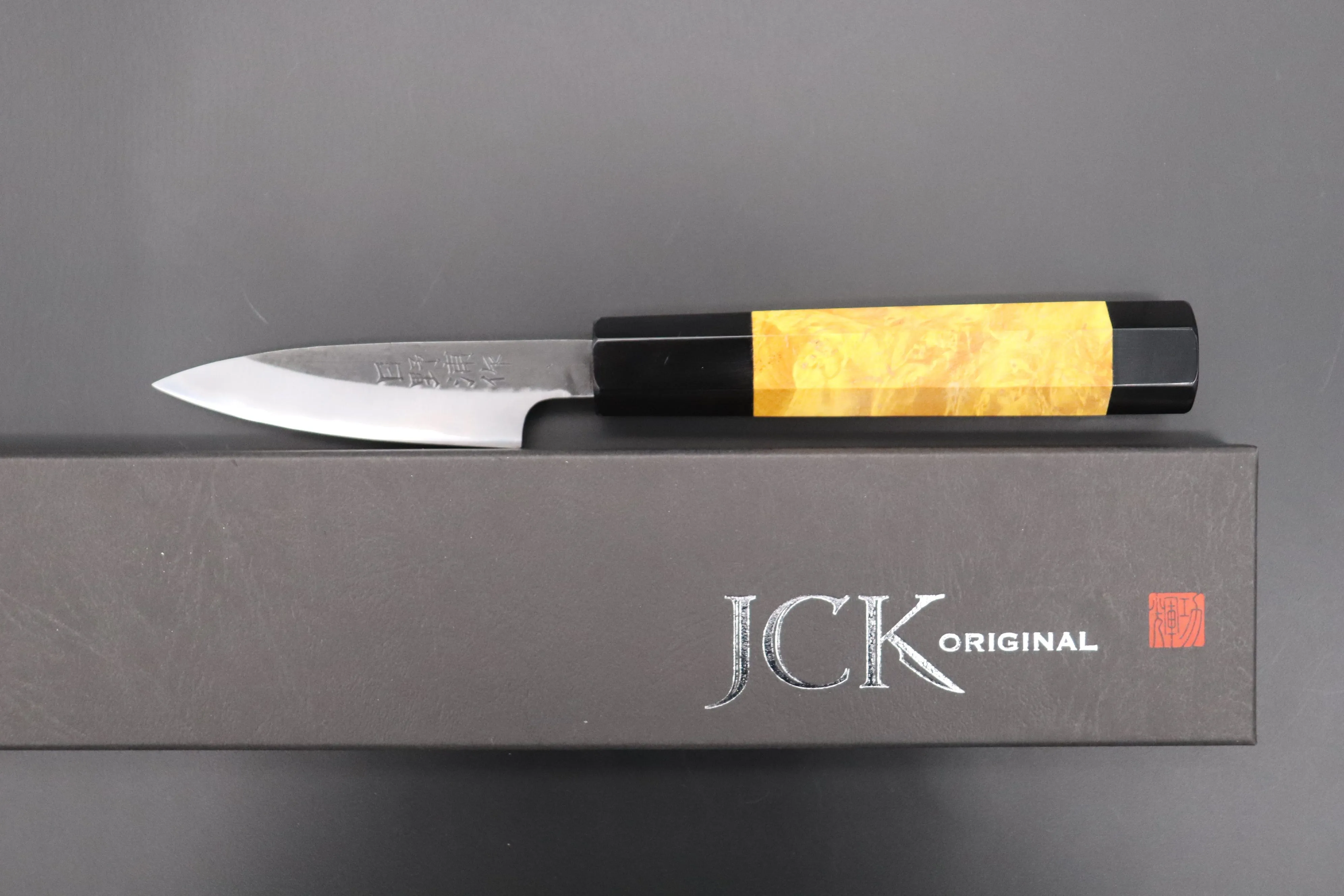 Custom Limited Edition, Hinoura White Steel No.1 Kurouchi Series HS1-1SP5 Wa Paring 80mm (3.1 Inch)