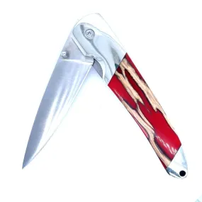 Double Sided Natural Stabilized Cholla Cactus 4" Linerlock Knife with Clip
