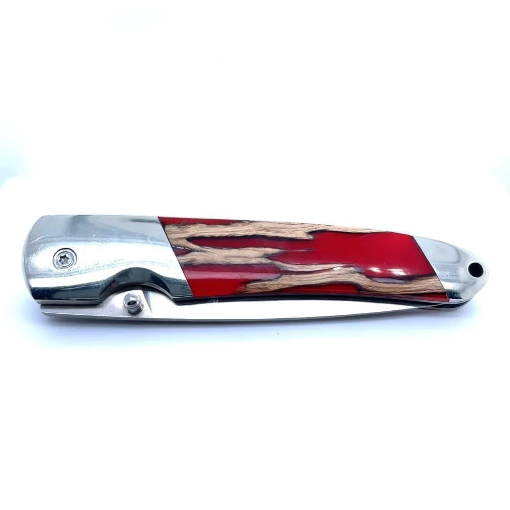 Double Sided Natural Stabilized Cholla Cactus 4" Linerlock Knife with Clip