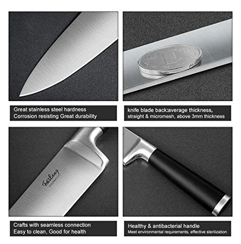 Fasslang 8-inch Blade Abs-handle High-carbon Stainless Steel Chef Knife,anti-slip Multipurpose Use Kitchen Knives