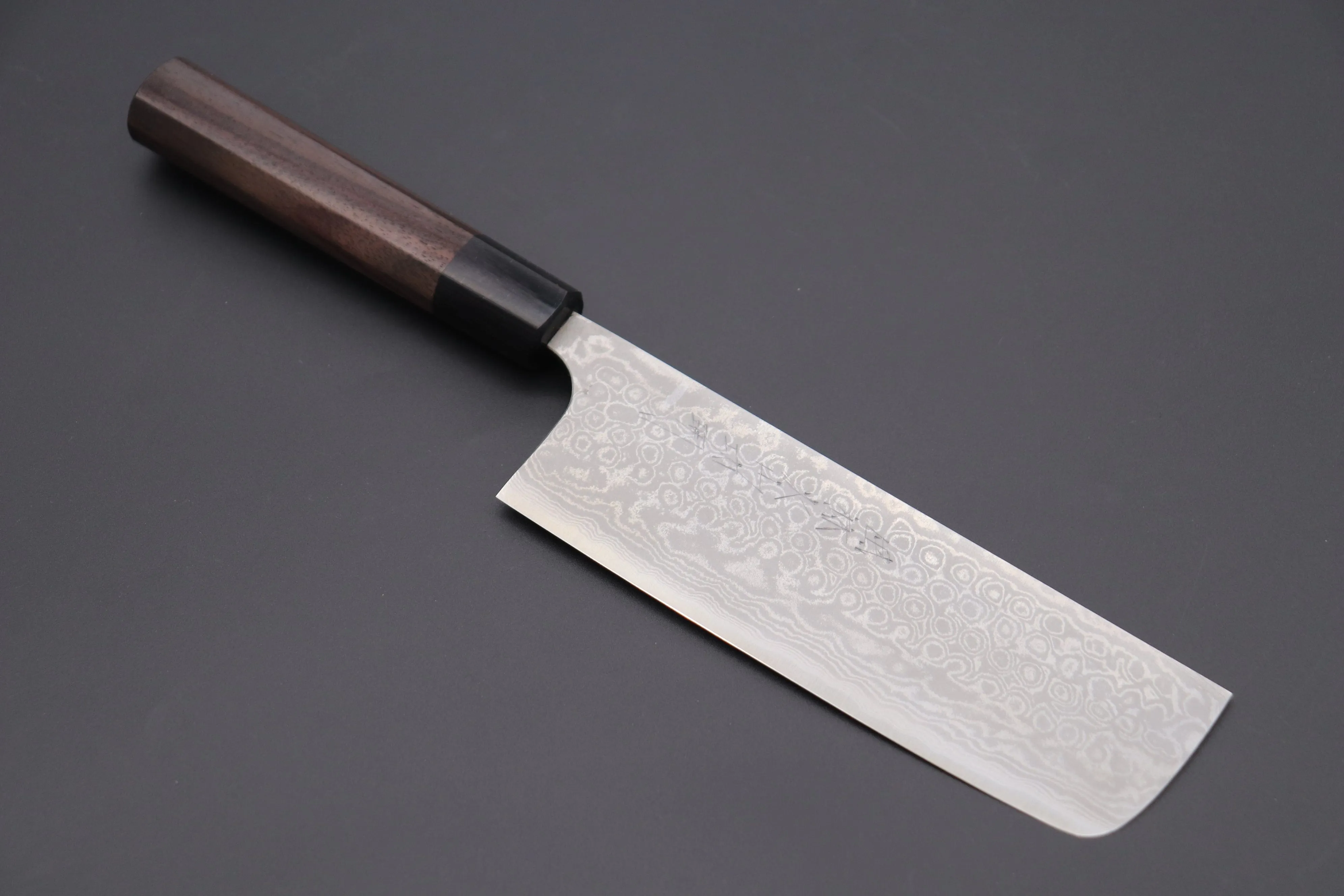 Fu-Rin-Ka-Zan Aogami Super Custom Damascus Series FASD-4 Nakiri 165mm (6.4 inch, Octagonal Red-Sandalwood Handle)
