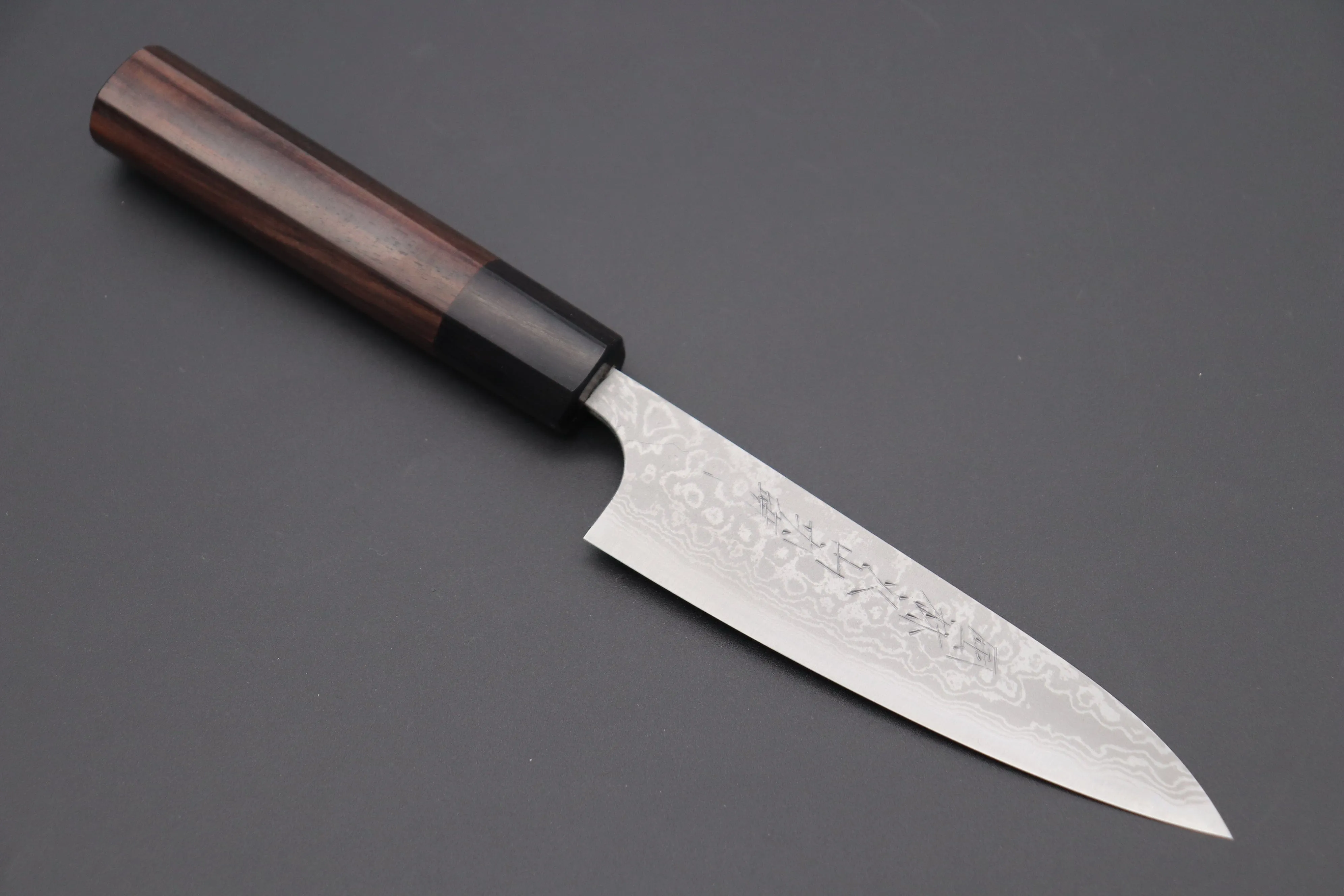 Fu-Rin-Ka-Zan Aogami Super Custom Damascus Series Wa Petty (120mm and 150mm, 2 sizes, Octagonal Red-Sandalwood Handle)