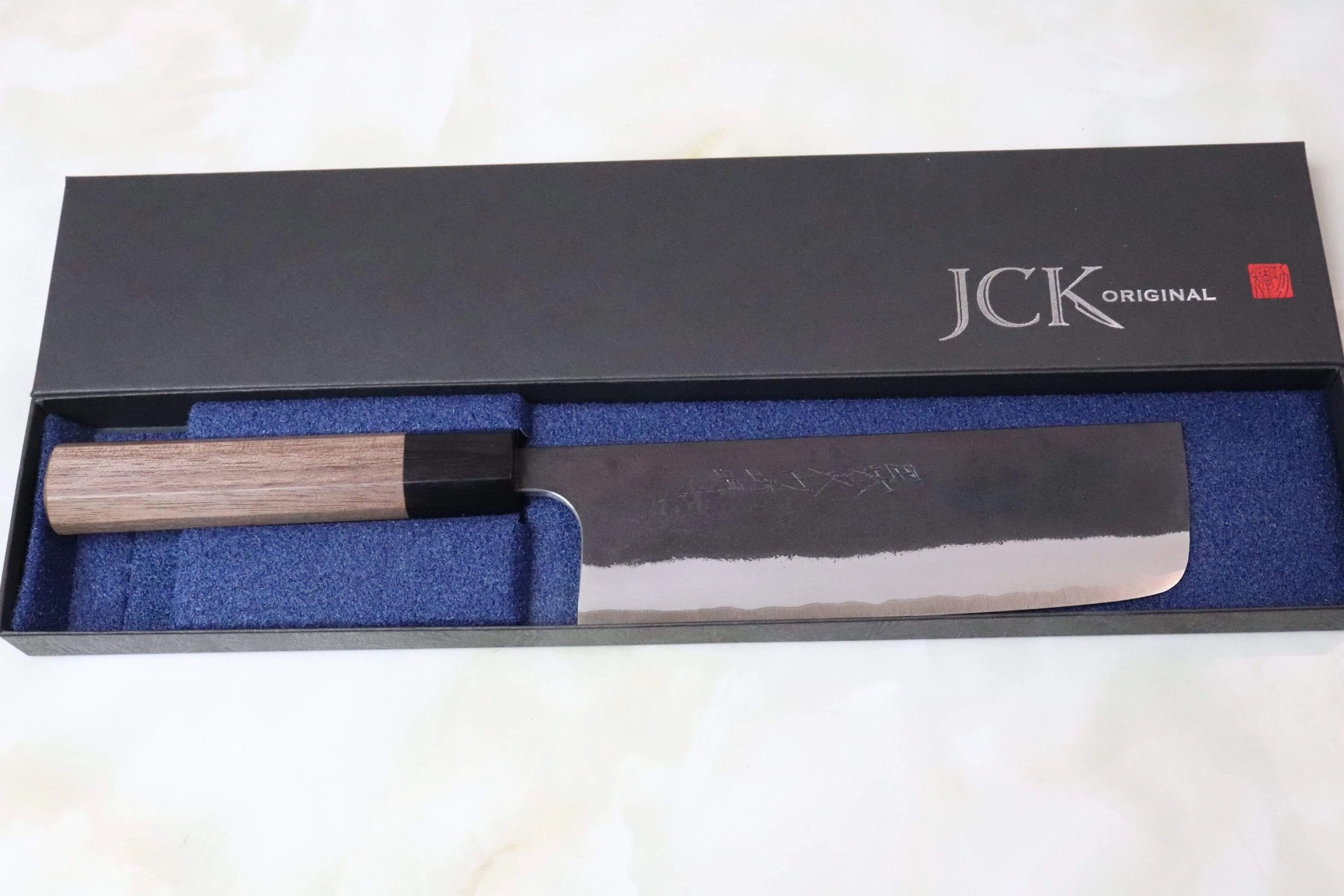 Fu-Rin-Ka-Zan Aogami Super Kurouchi Series FAB-5W Nakiri 160mm (6.2 inch, Octagon Shaped Walnut Wood Handle)