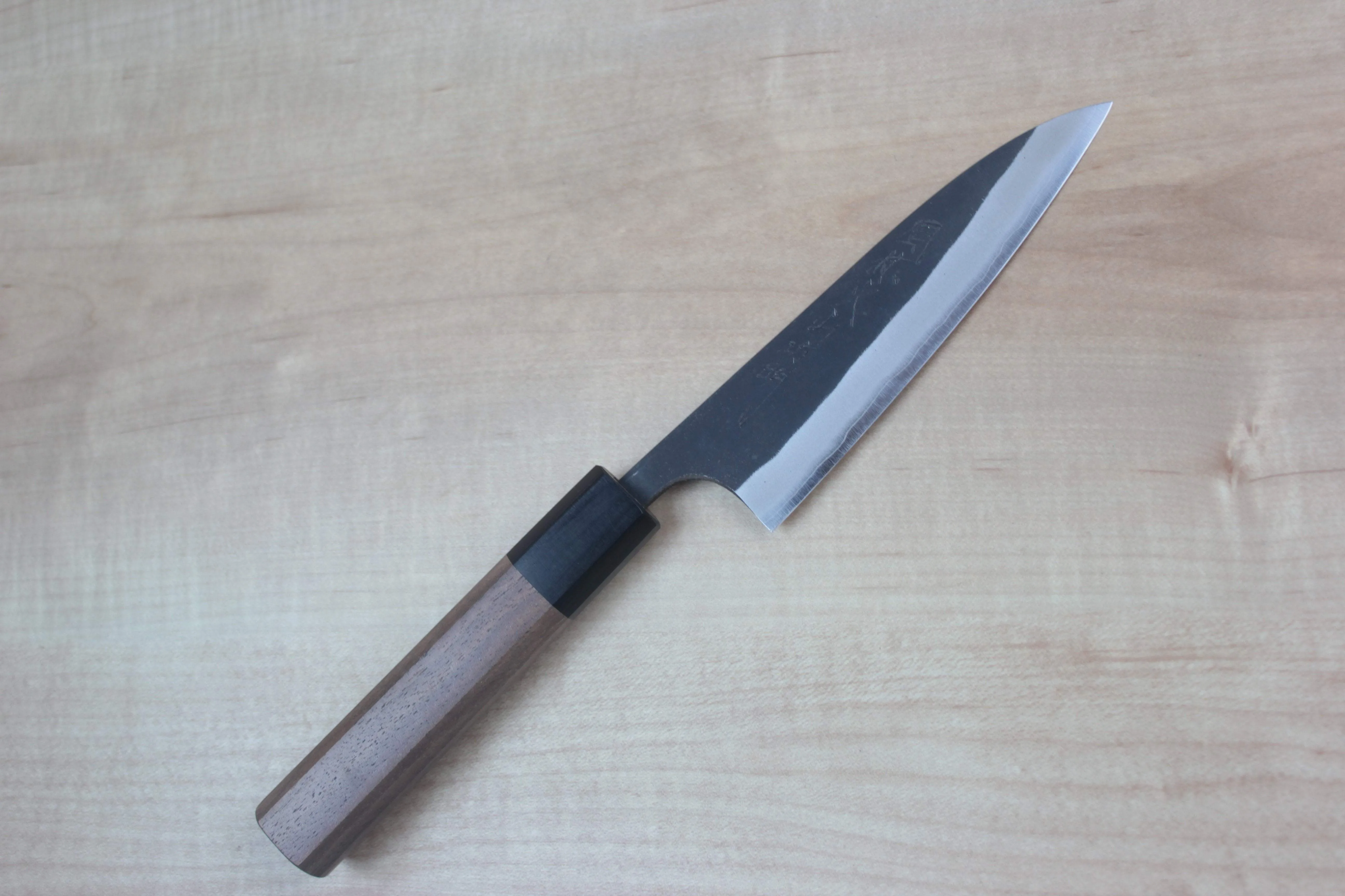 Fu-Rin-Ka-Zan Aogami Super Kurouchi Series Wa Petty (120mm and 150mm, 2 sizes, Octagon Shaped Walnut-Wood Handle)