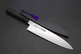 Fu-Rin-Ka-Zan YUTAKA 豊佳 Series R-2 Edition FR2YP-37 Wa Gyuto 240mm (9.4 Inch, Octagonal Black Golden Color Turquoise Composite Stone Handle)