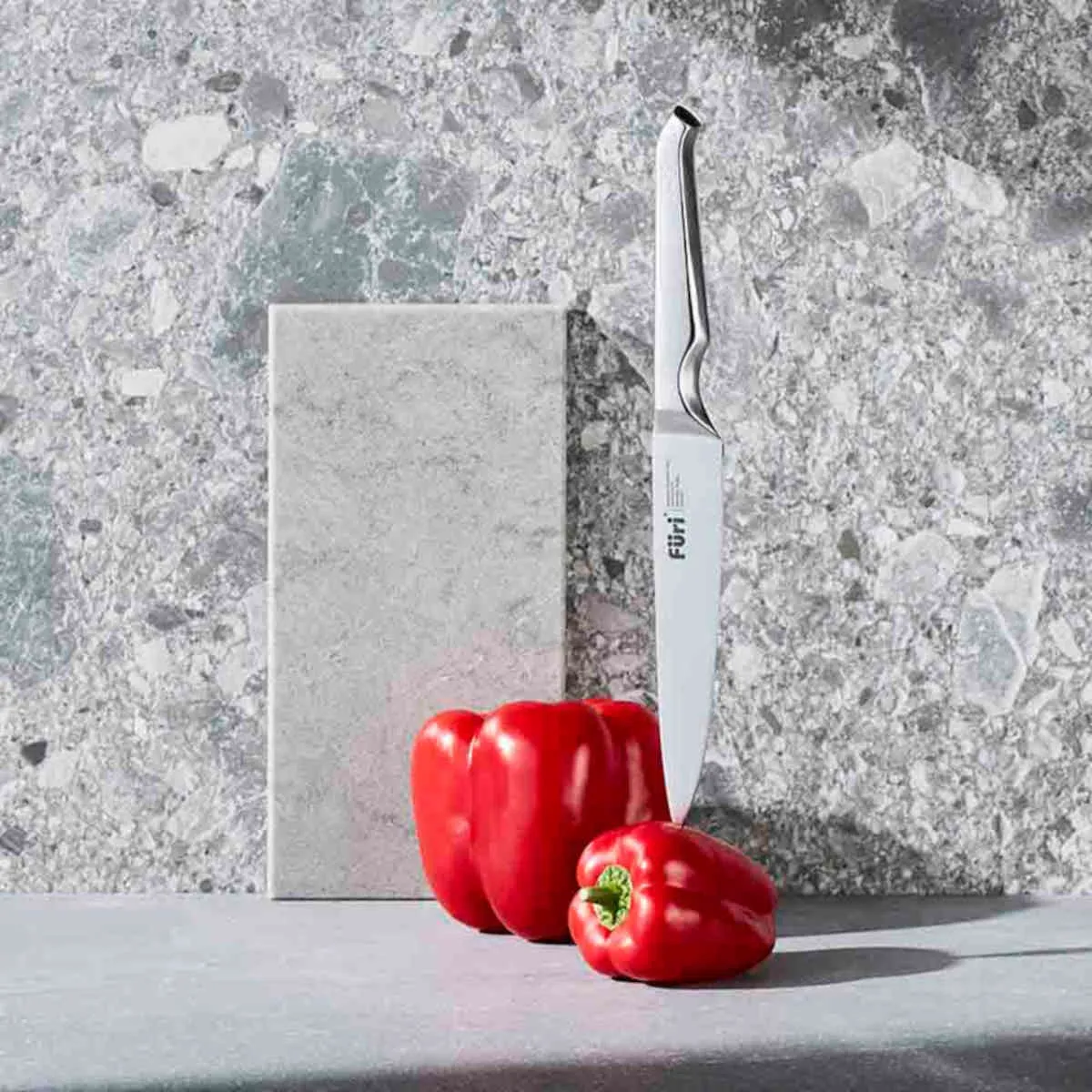 Furi Pro Stone Knife Block Set Snow Terazzo 5 Piece