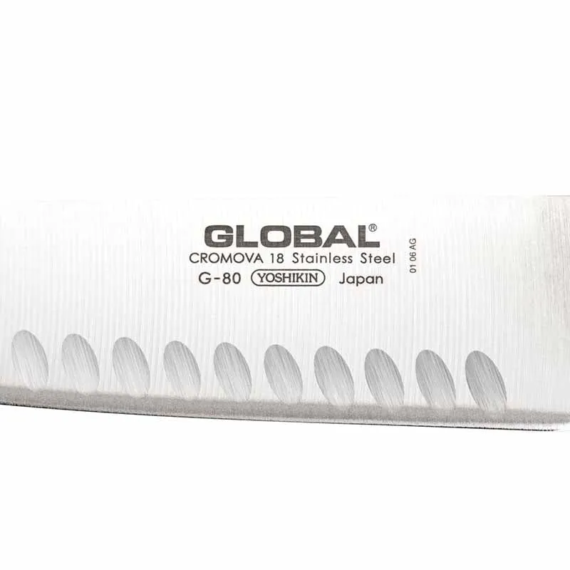 Global G-80 Santoku Granton Edge Knife 18cm