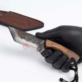 Hand Forged Mini Tanto Style Knife for Hunters