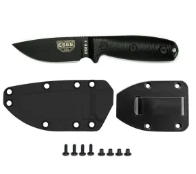 Model 3 Knife, Plain Edge, Black, 3D G10 Handles - ESEE Knives
