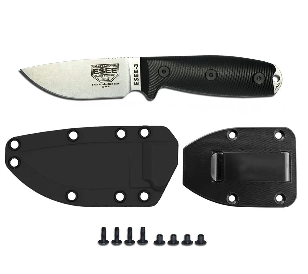 Model 3 Knife, Plain Edge, S35VN Steel, 3D G10 Handles - ESEE Knives