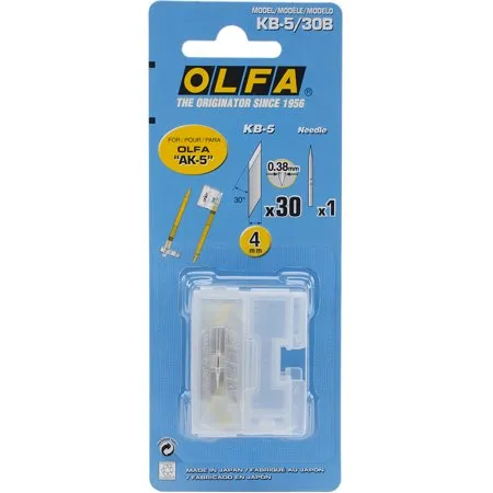 Olfa KB-5/30B AK-5 Multi-Purpose Art Blades, Pack Of 30 and 1 Needle
