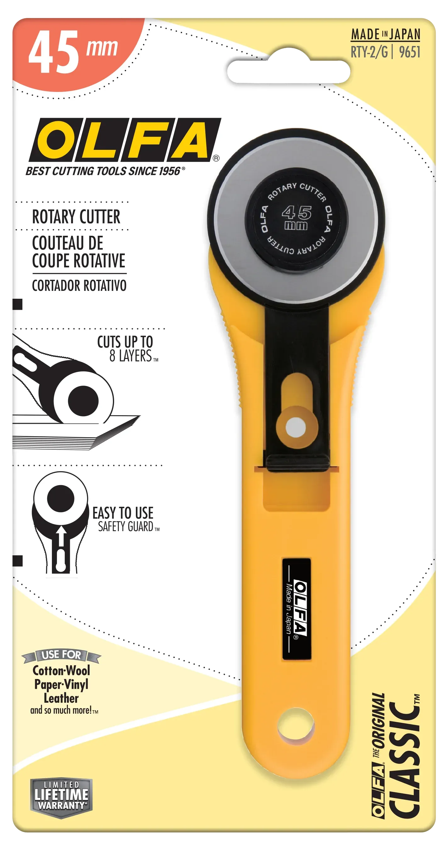 Olfa RTY-2/G Straight Handle Rotary Cutter 45mm