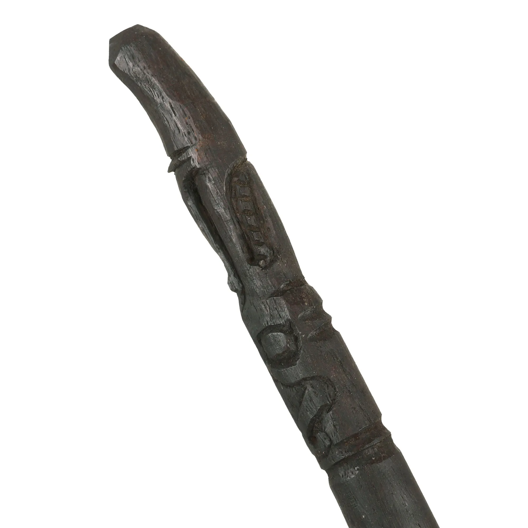 Original 19th Century Borneo Dayak Headhunters Mandau with Pisau Raout Knife & Wooden Scabbard