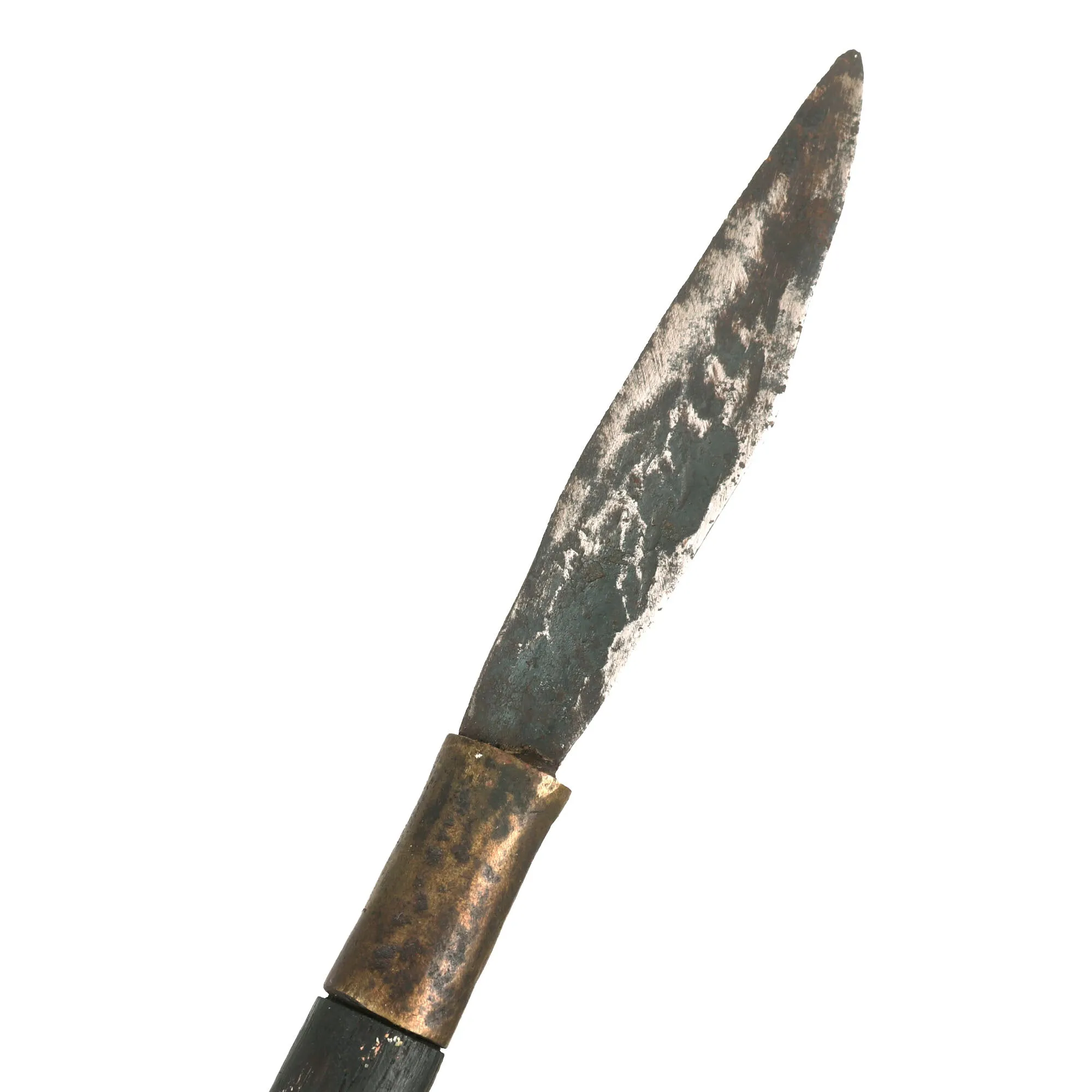 Original 19th Century Borneo Dayak Headhunters Mandau with Pisau Raout Knife & Wooden Scabbard