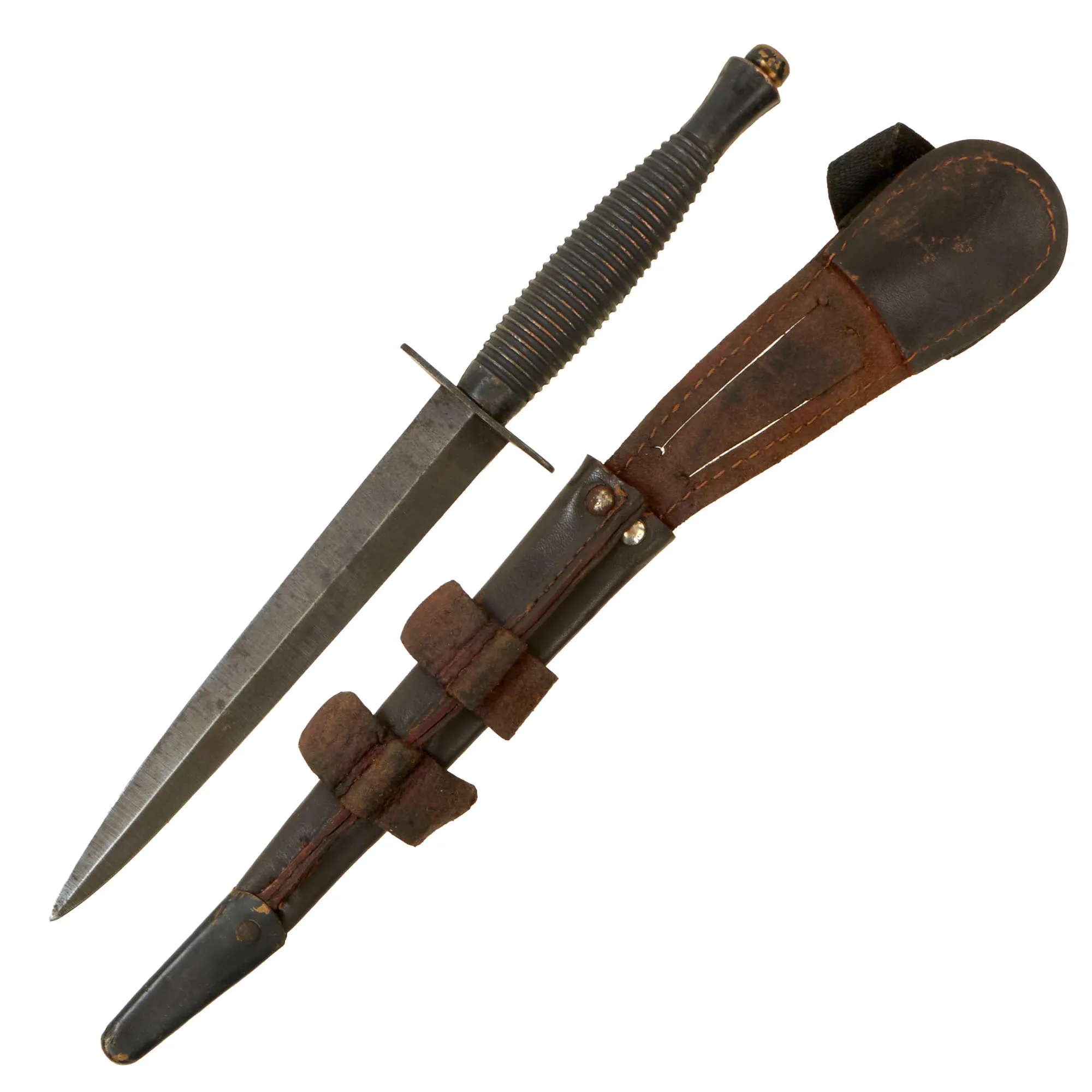 Original British 1970s NATO Fairbairn Sykes Fighting Knife with Scabbard - Marked Sheffield England