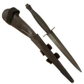 Original British 1970s NATO Fairbairn Sykes Fighting Knife with Scabbard - Marked Sheffield England