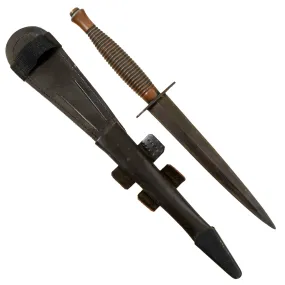Original British Early Post War 3rd Pattern Fairbairn Sykes Fighting Knife with Scabbard - Marked Sheffield England