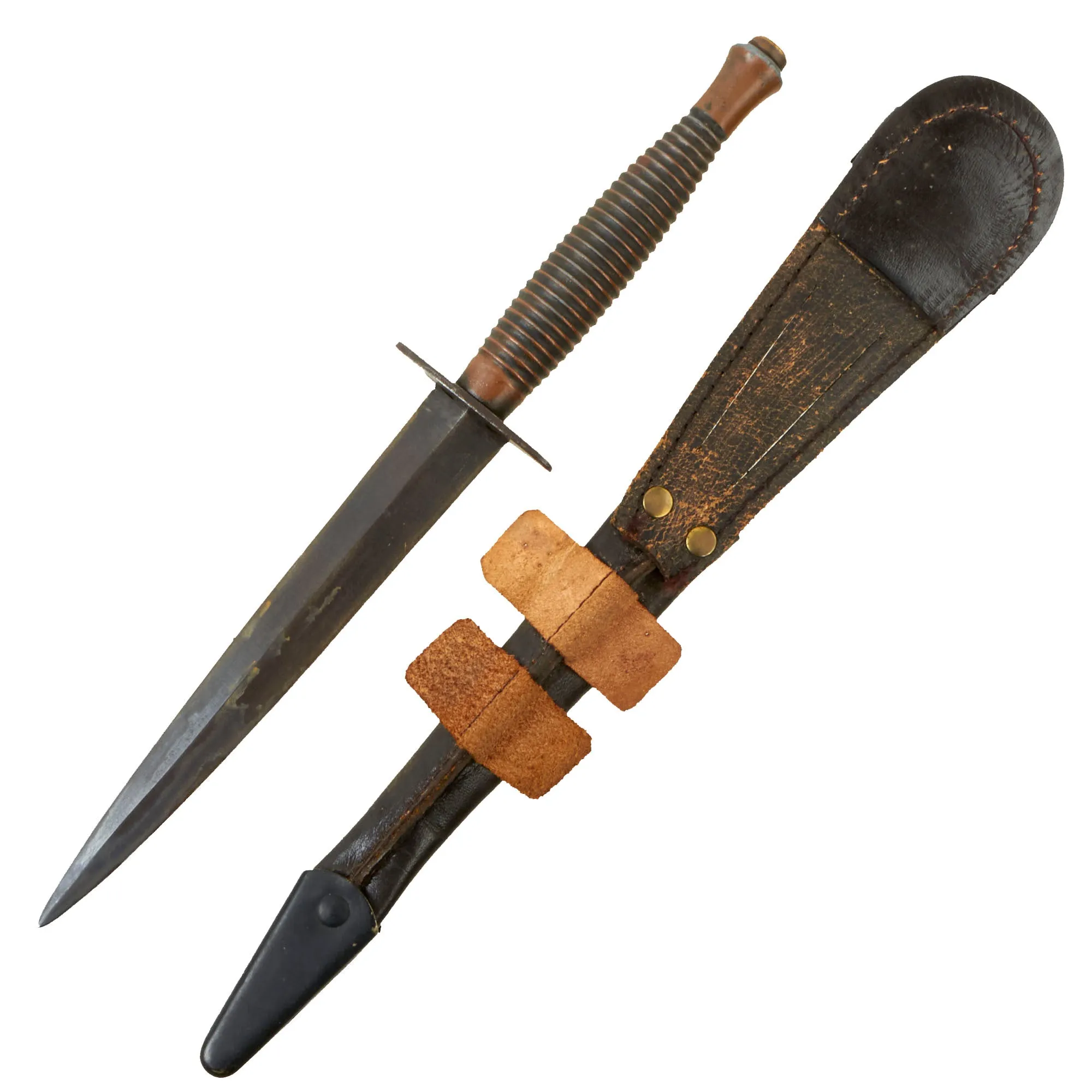 Original British Early Post War 3rd Pattern Fairbairn Sykes Fighting Knife with Scabbard - Marked Sheffield England