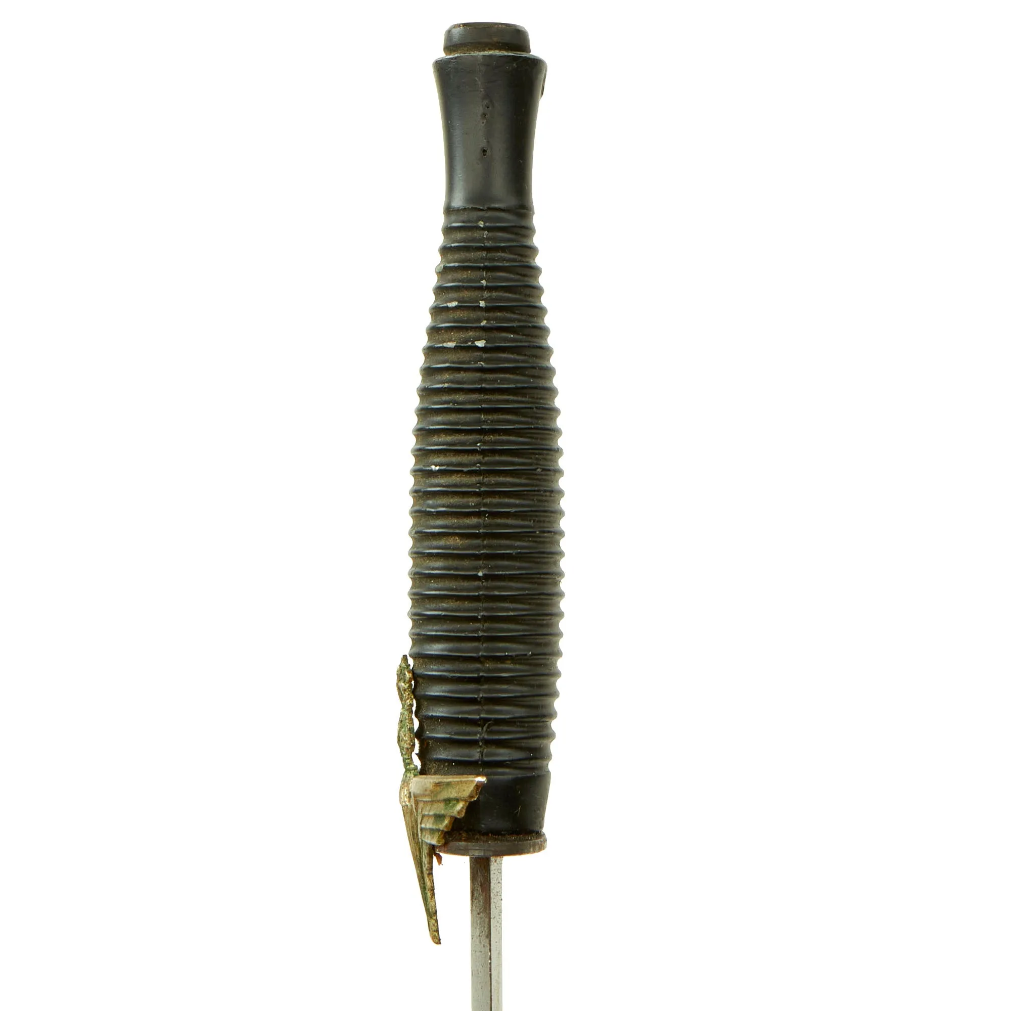 Original British Korean War Era 3rd Pattern Fairbairn Sykes Fighting Knife with Period Applied Parachute Regiment Badge and Scabbard