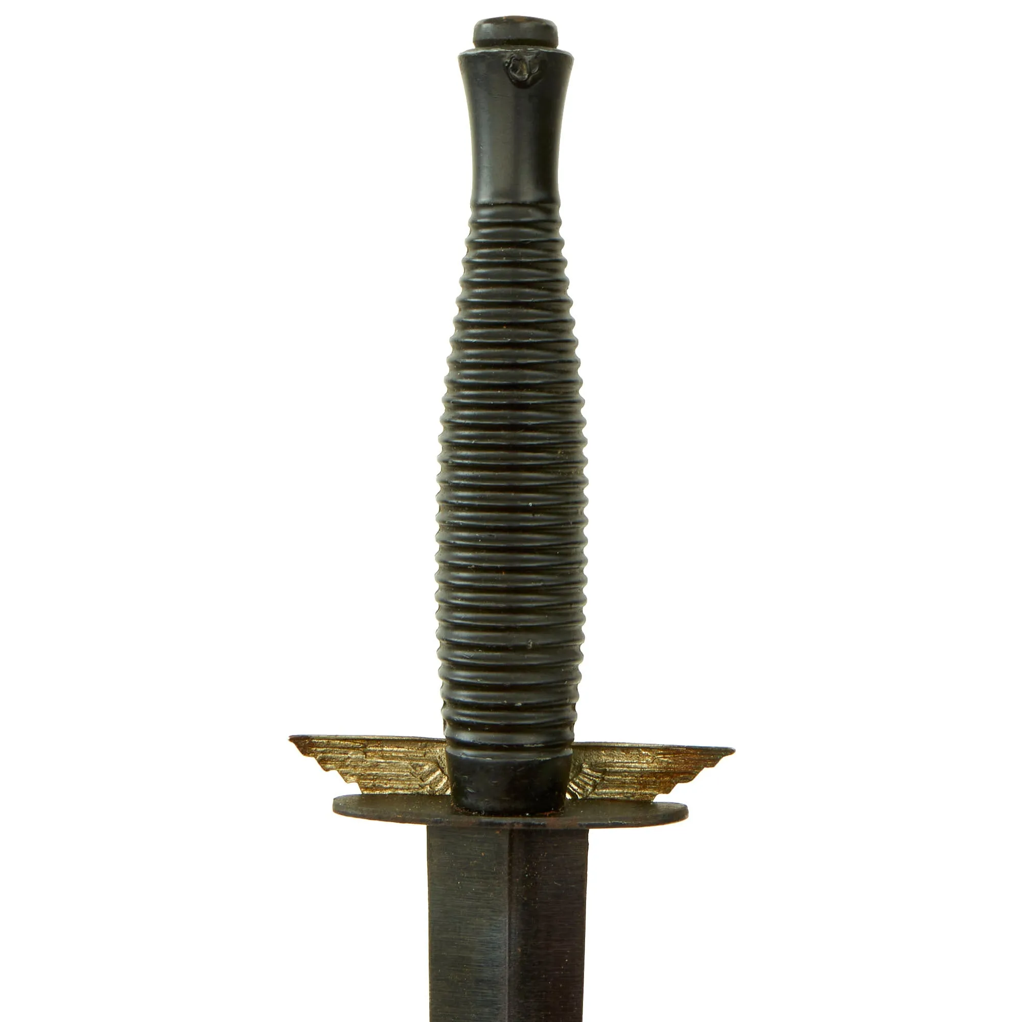 Original British Korean War Era 3rd Pattern Fairbairn Sykes Fighting Knife with Period Applied Parachute Regiment Badge and Scabbard