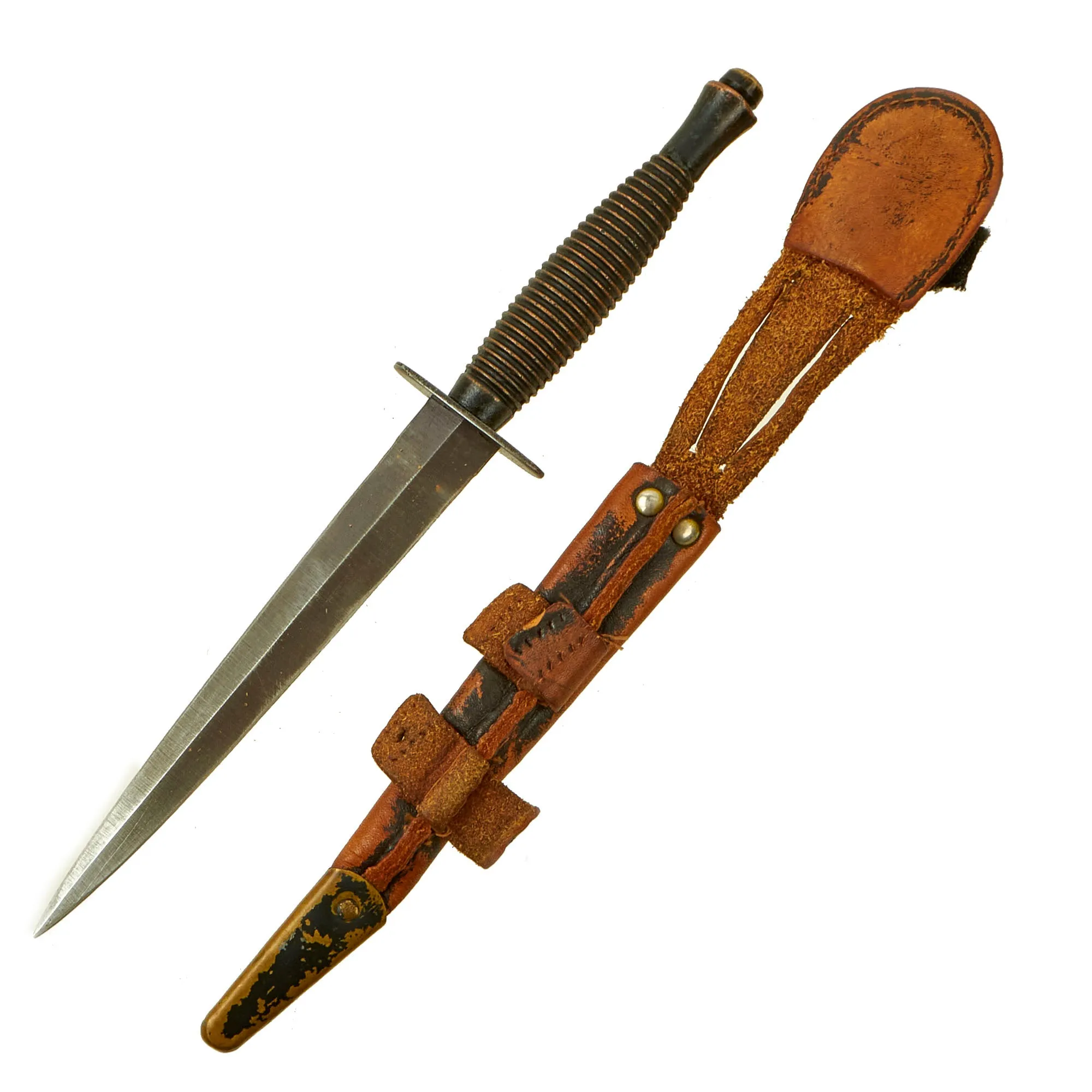 Original British Late WWII or Early Post War 3rd Pattern Fairbairn Sykes Fighting Knife by Rodgers with Scabbard