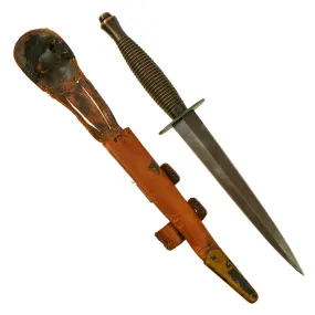 Original British Late WWII or Early Post War 3rd Pattern Fairbairn Sykes Fighting Knife by Rodgers with Scabbard