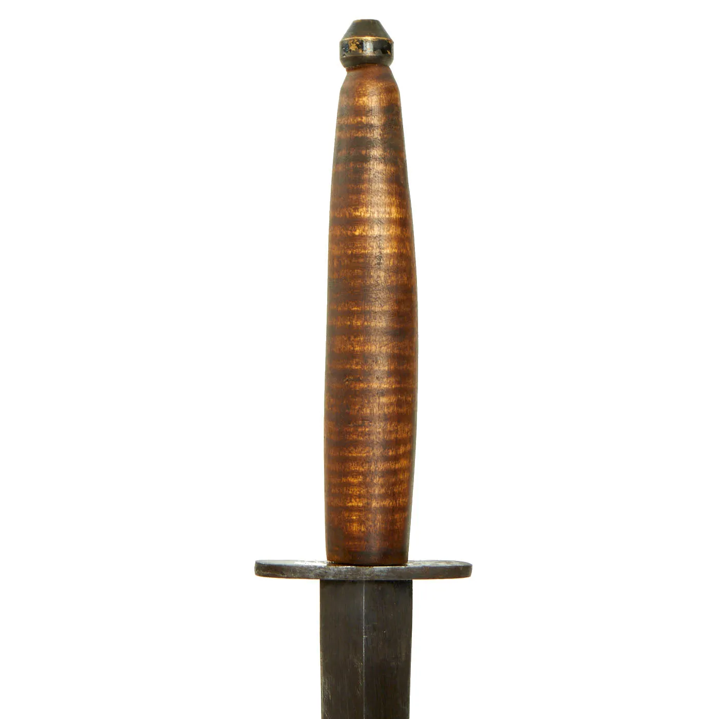 Original British WWII Custom 3rd Pattern Fairbairn Sykes Fighting Knife With Curly Maple Wood Handle and Leather Scabbard