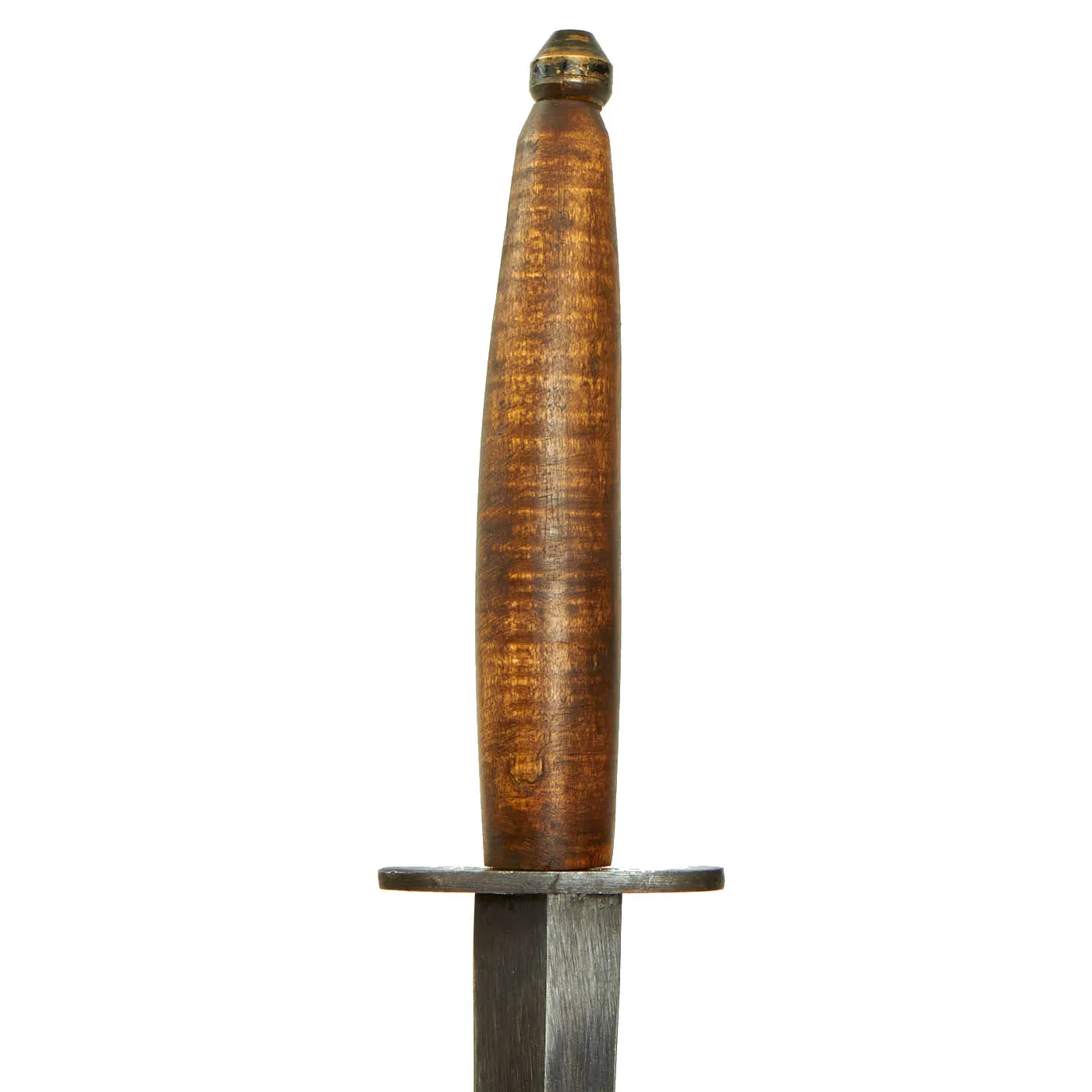Original British WWII Custom 3rd Pattern Fairbairn Sykes Fighting Knife With Curly Maple Wood Handle and Leather Scabbard