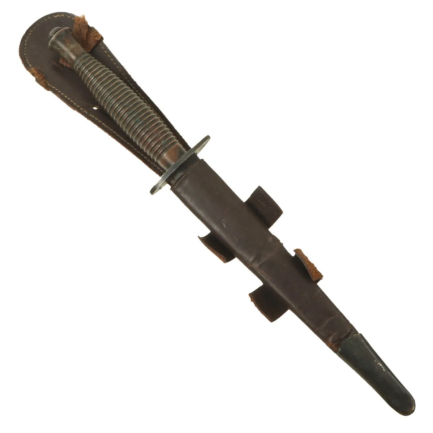 Original British WWII Early 3rd Pattern Broad Arrow Marked Fairbairn-Sykes Fighting Knife with Scabbard
