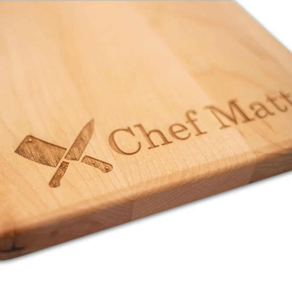Personalized Laser Engraved Chef Knives Cutting Board (Rectangle or Paddle Shaped Options)