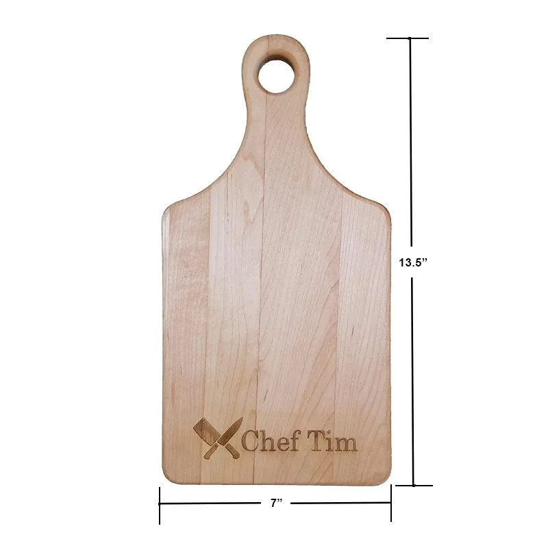 Personalized Laser Engraved Chef Knives Cutting Board (Rectangle or Paddle Shaped Options)