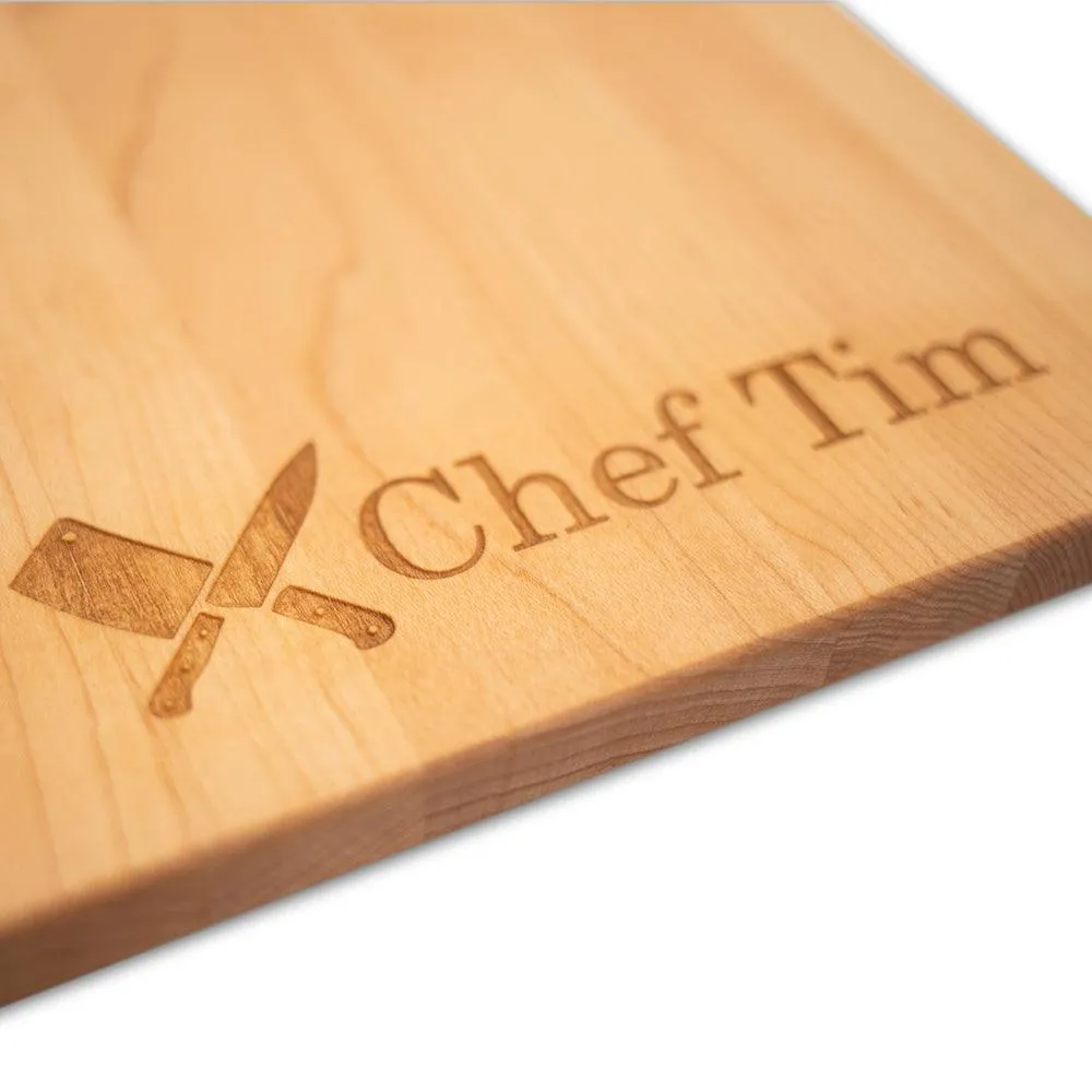 Personalized Laser Engraved Chef Knives Cutting Board (Rectangle or Paddle Shaped Options)