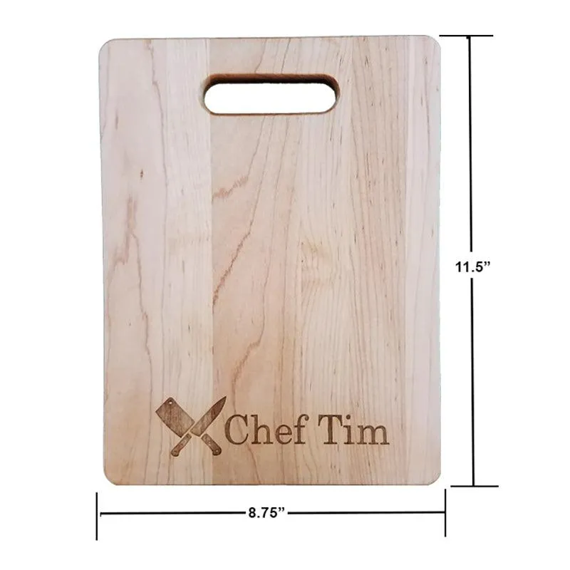 Personalized Laser Engraved Chef Knives Cutting Board (Rectangle or Paddle Shaped Options)