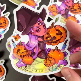 Pumpkin Carving Holographic Sticker