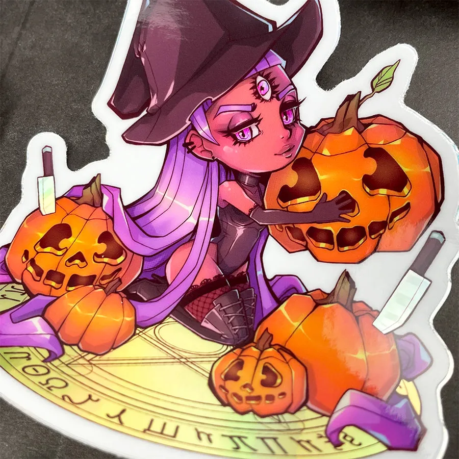 Pumpkin Carving Holographic Sticker
