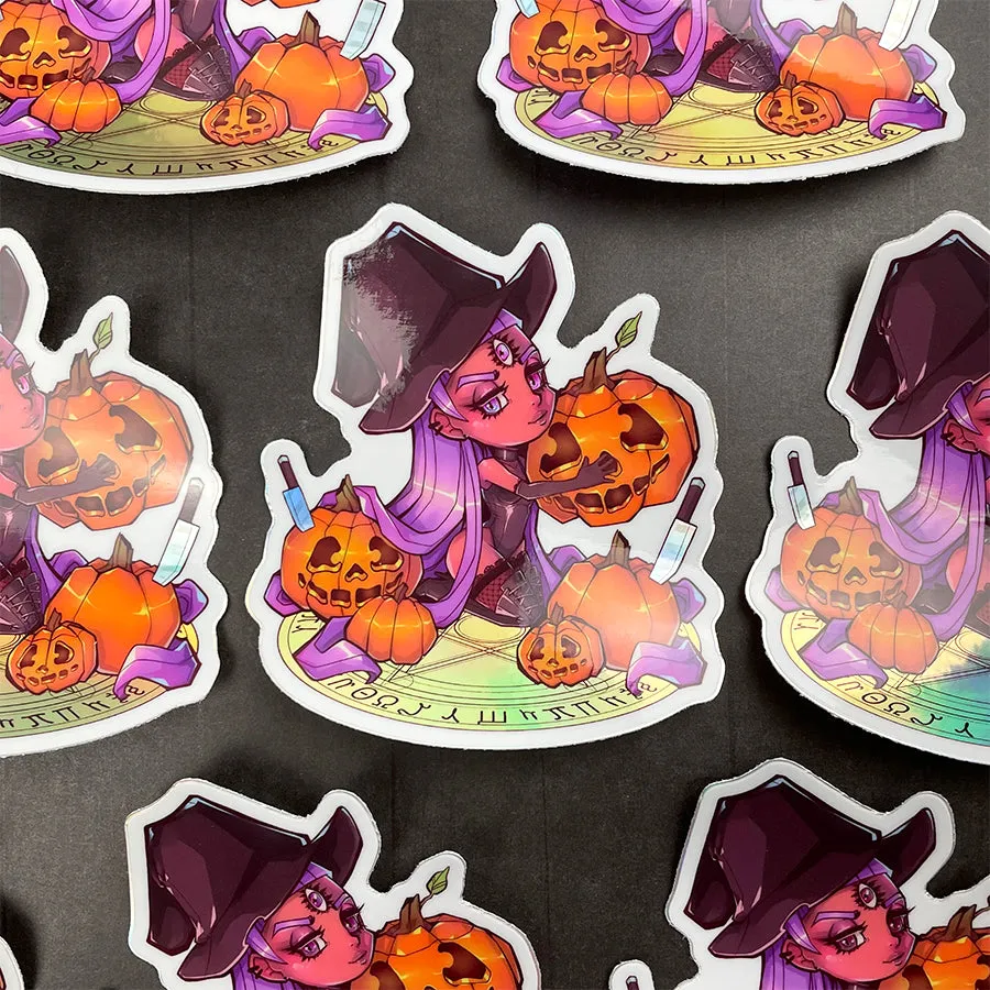 Pumpkin Carving Holographic Sticker