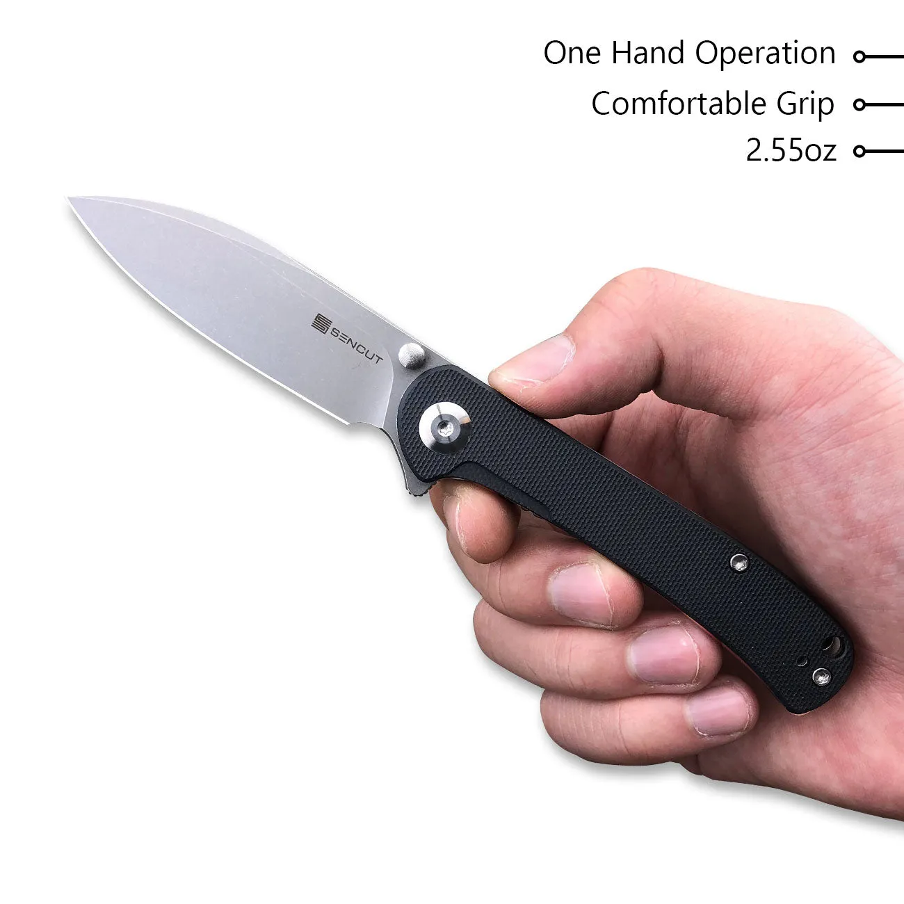 SENCUT Scepter Flipper &Thumb Stud Knife G10 Handle (2.97" 9Cr18MoV Blade) SA03B
